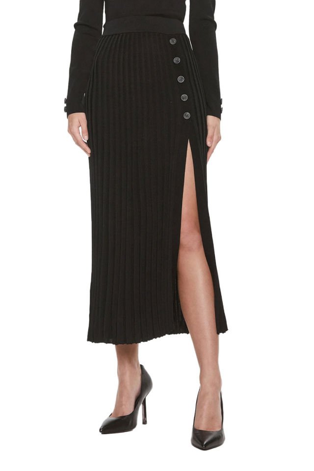 Guess Plise Triko Midi Etek Siyah