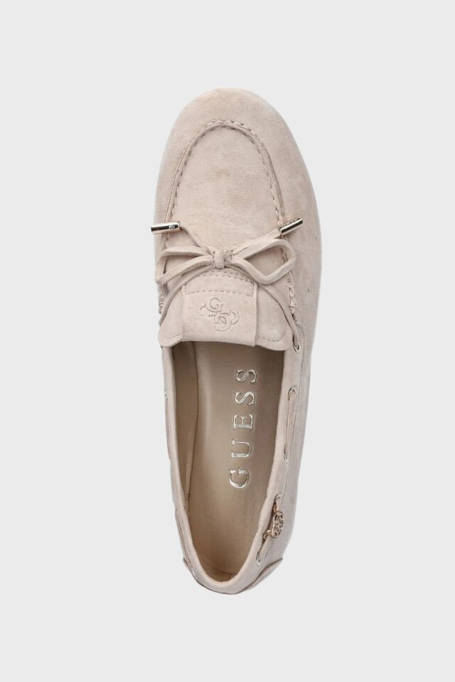 Guess Süet Kadın Mokasen Ayakkabı Fiyonk Detaylı Bej