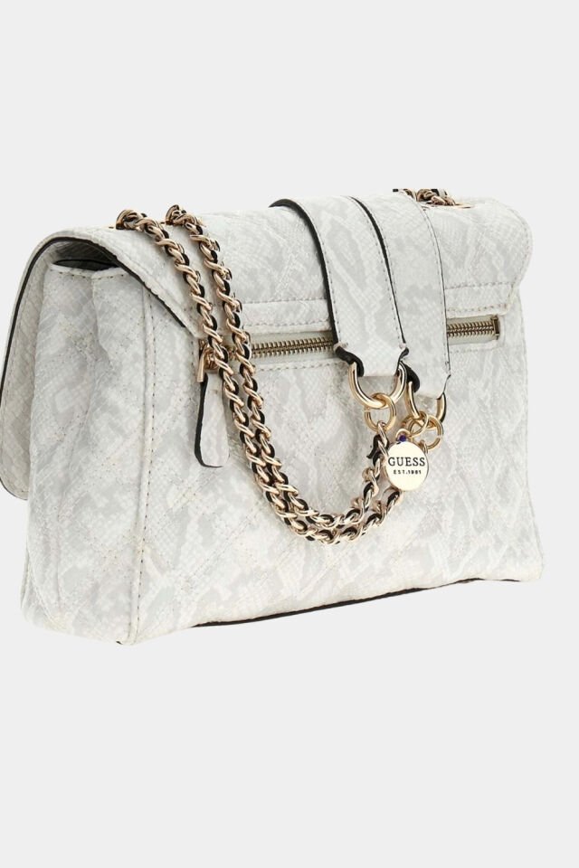 Guess Giully II 2 Bölmeli Kapaklı Omuz Çantası Krem