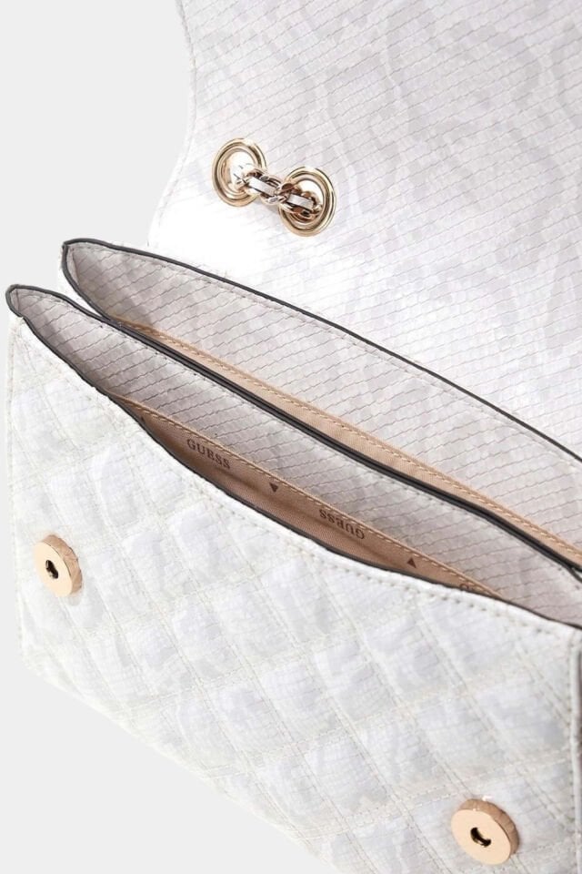 Guess Giully II 2 Bölmeli Kapaklı Omuz Çantası Krem