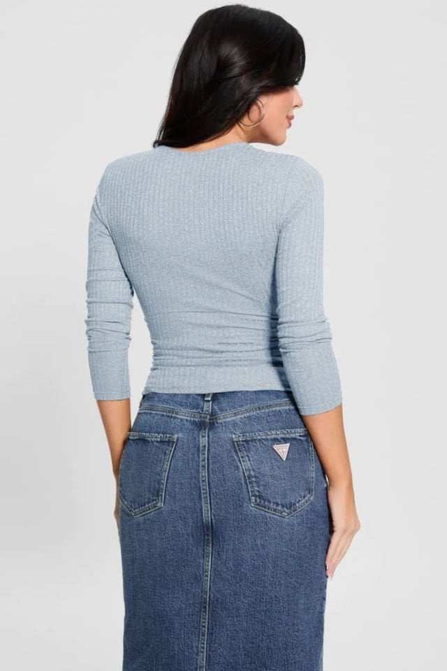 Guess Ls Amira Büzgülü Bluz Mavi
