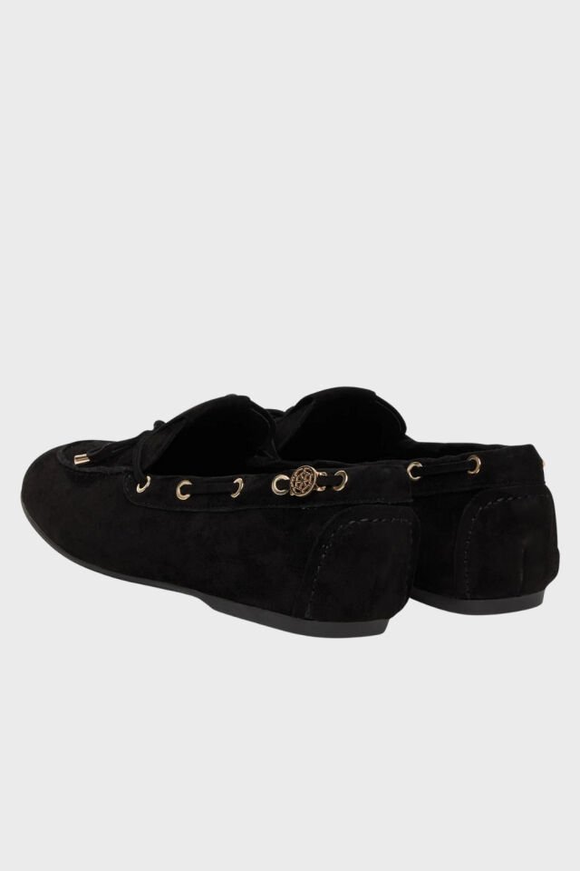 Guess Süet Kadın Mokasen Ayakkabı Fiyonk Detaylı Siyah