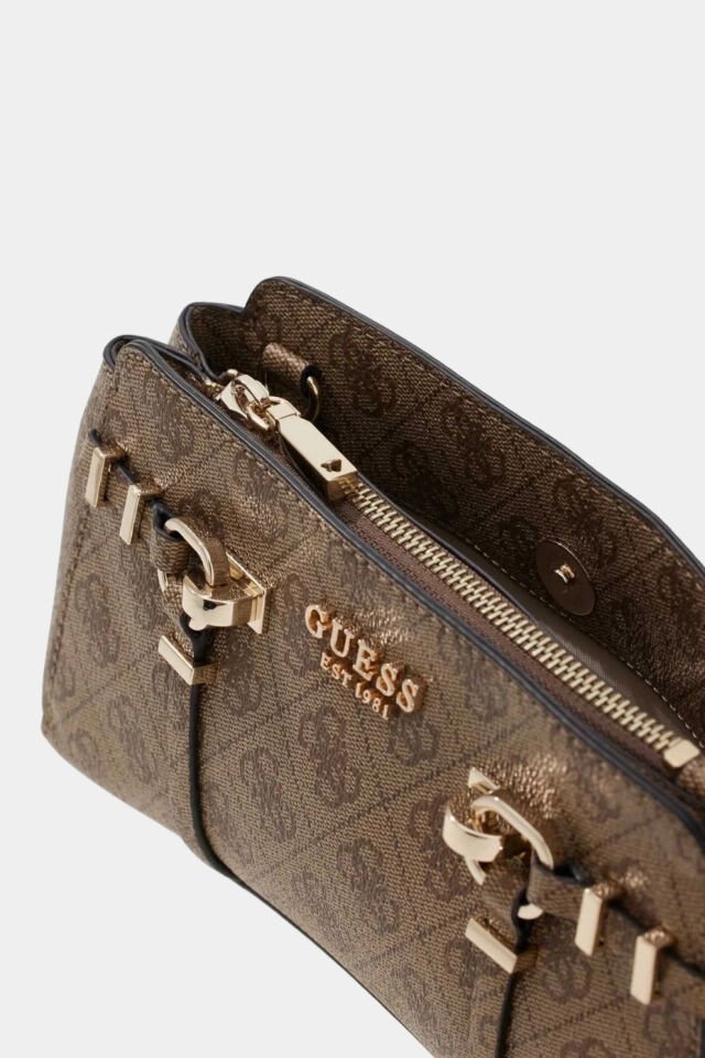 Guess Leona Logo Çapraz Çanta Kahverengi