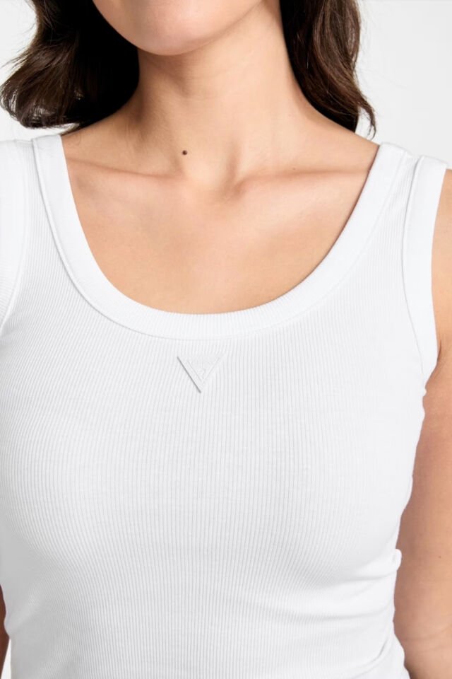 Guess Kaburga Örgülü Atlet Beyaz