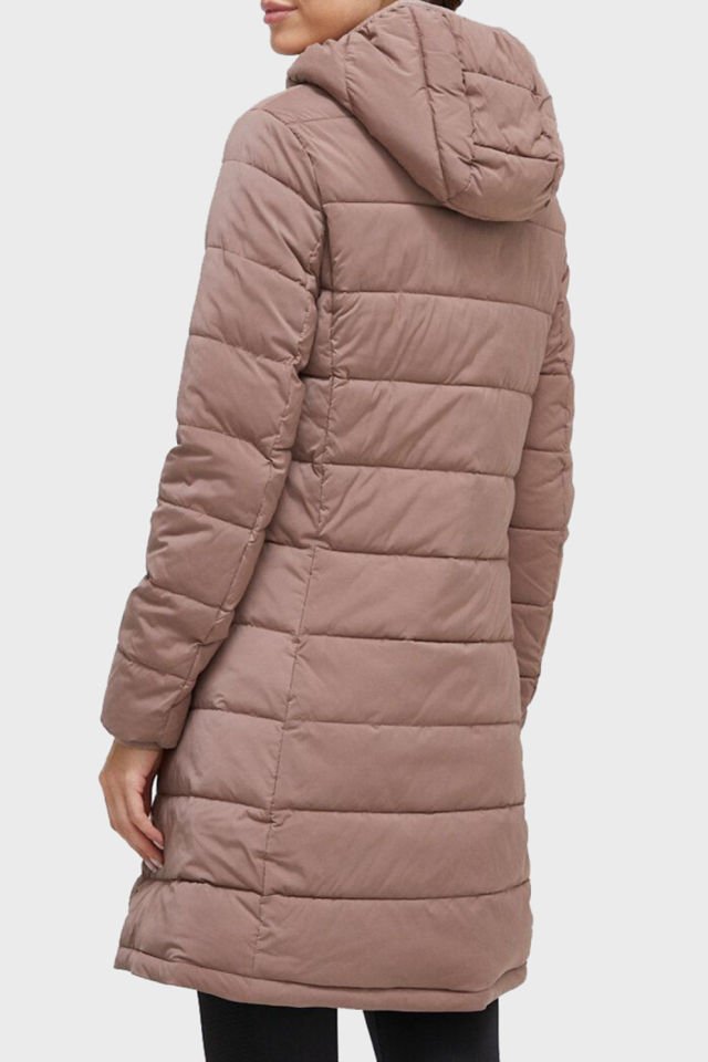 Guess Regular Fit Kapüşonlu Uzun Şişme Bayan Mont Kahverengi