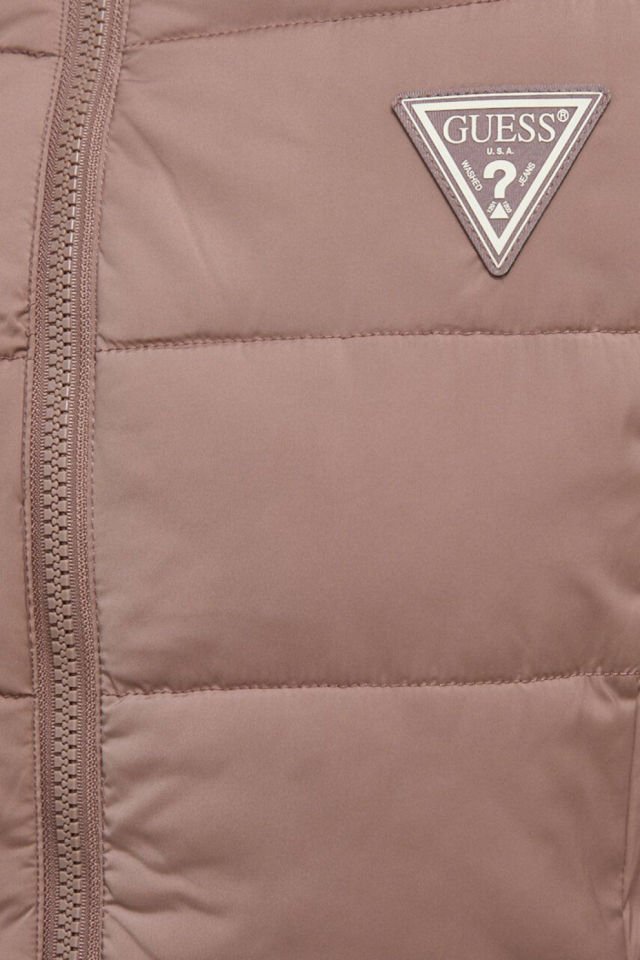 Guess Regular Fit Kapüşonlu Uzun Şişme Bayan Mont Kahverengi