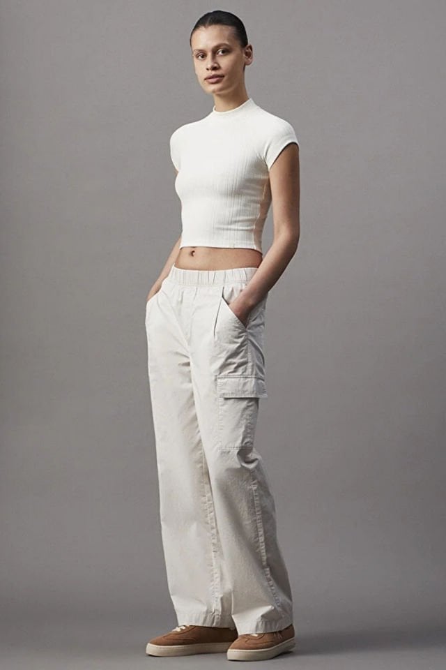 Calvin Klein Kadın Cotton Kargo Pantolon Bej