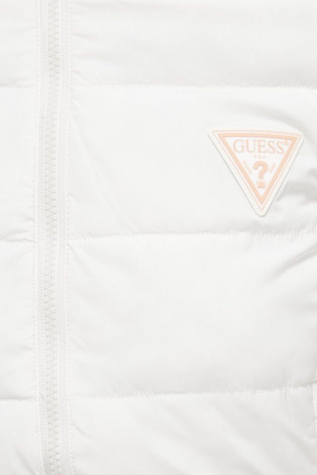 Guess Regular Fit Kapüşonlu Uzun Şişme Bayan Mont Beyaz