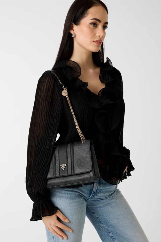 Guess  Noelle Logolu Omuz Çantası Siyah