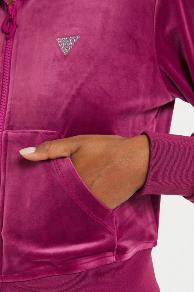 Guess Kadife Sweatshirt Pembe