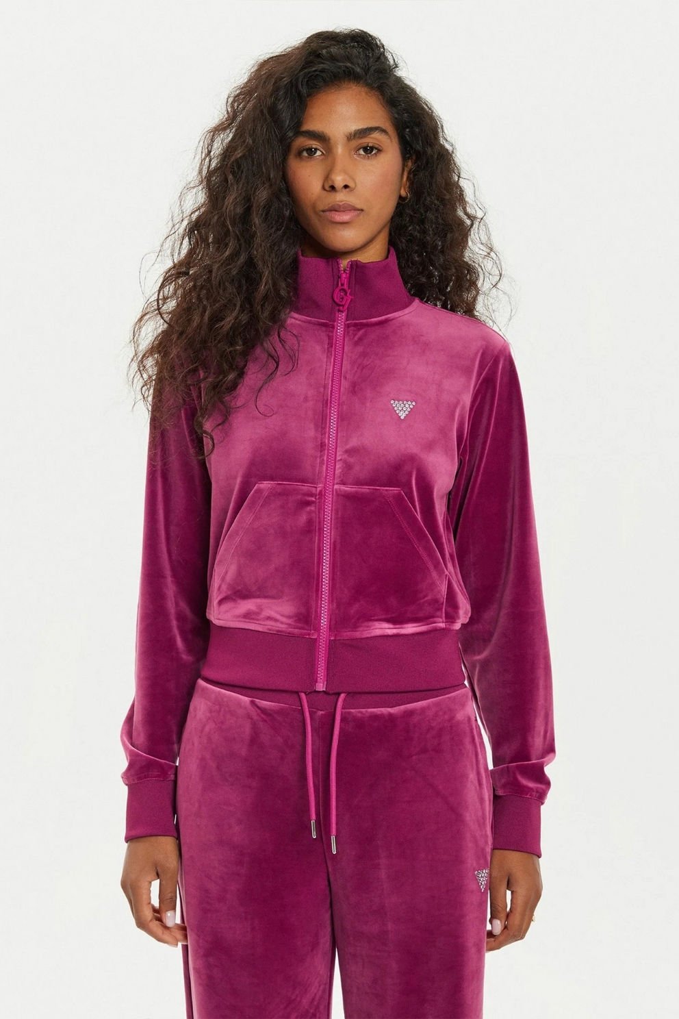 Guess Kadife Sweatshirt Pembe