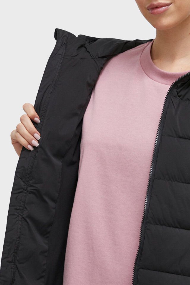 Guess Regular Fit Kapüşonlu Uzun Şişme Bayan Mont Siyah