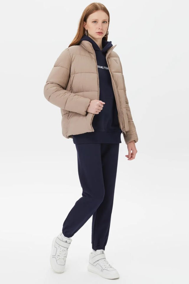 Guess Light Puffer Kadın Mont Kahverengi
