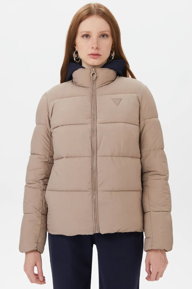 Guess Light Puffer Kadın Mont Kahverengi