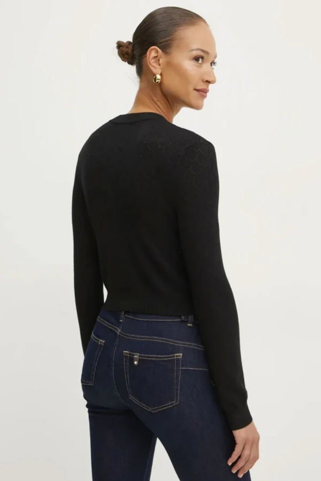 Guess Açık örgü Crop Kesim Hırka Siyah