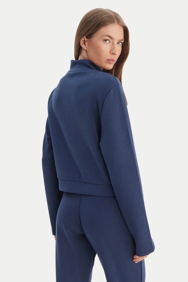 Guess Yüksek Yakalı Sweatshirt Mavi