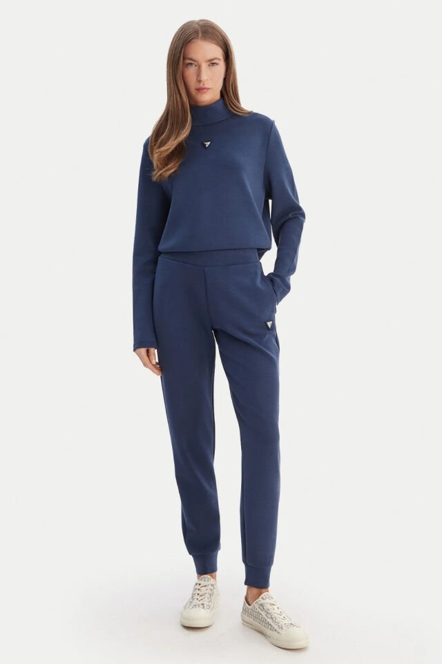 Guess Yüksek Yakalı Sweatshirt Mavi