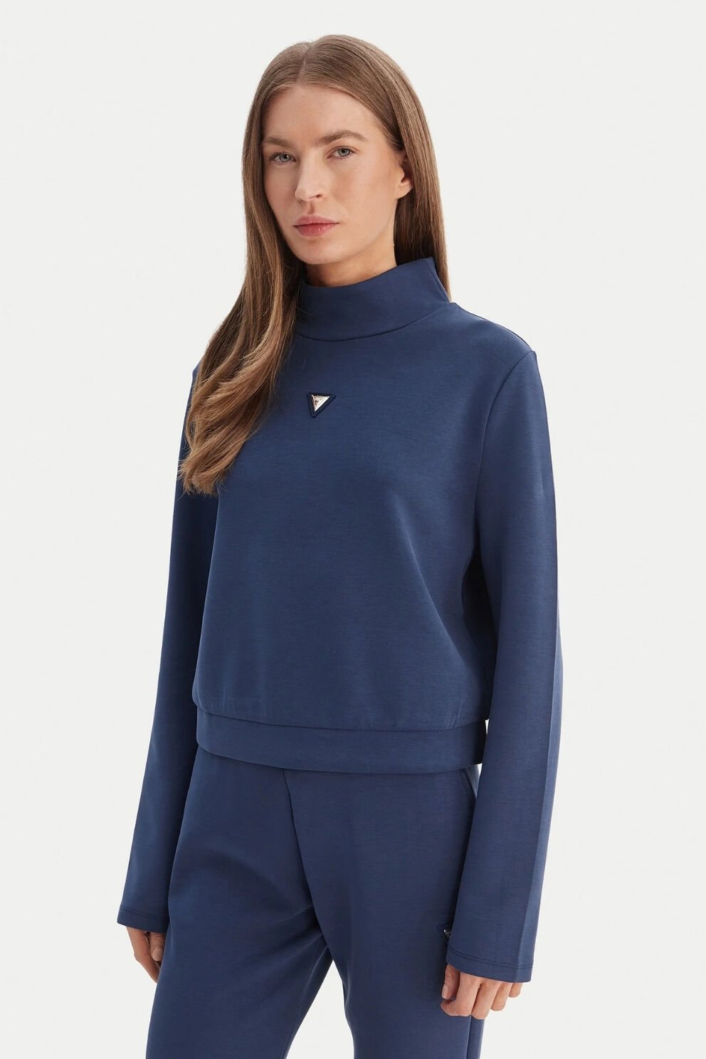 Guess Yüksek Yakalı Sweatshirt Mavi