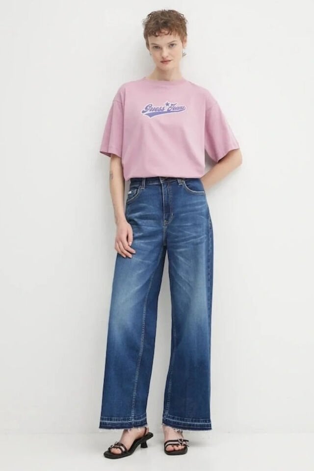 Guess Kadın Mavi Loose Fit Jean