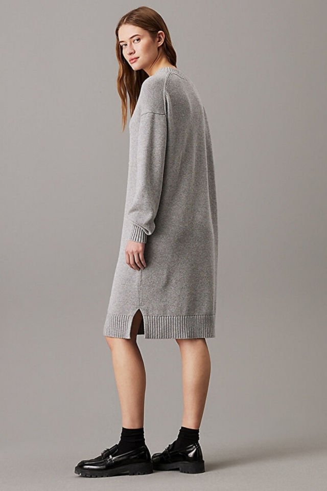 Calvin Klein Intarsia Kazak Elbise Gri