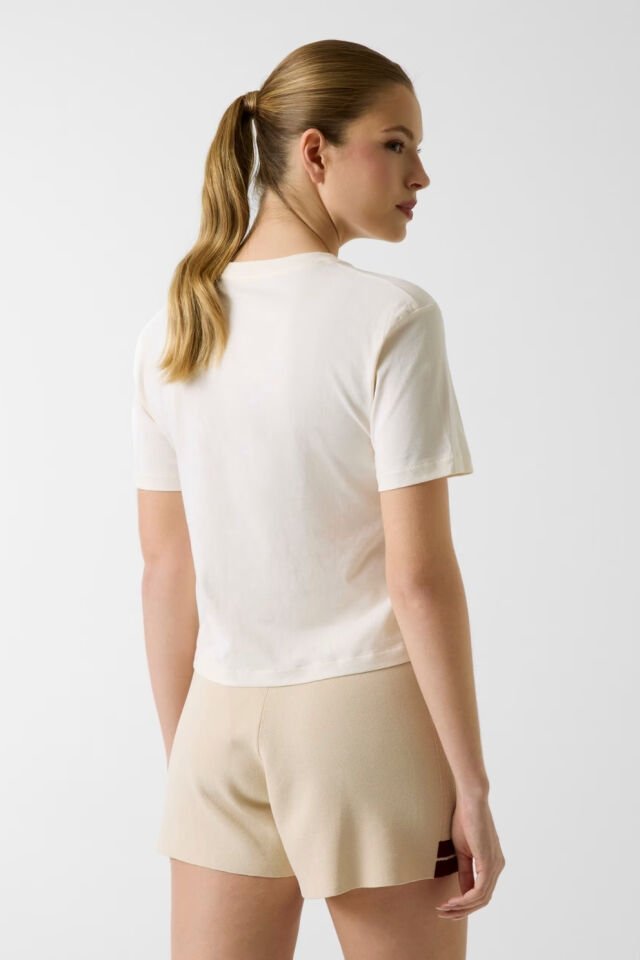 Guess Boxy logo T-shirt Krem