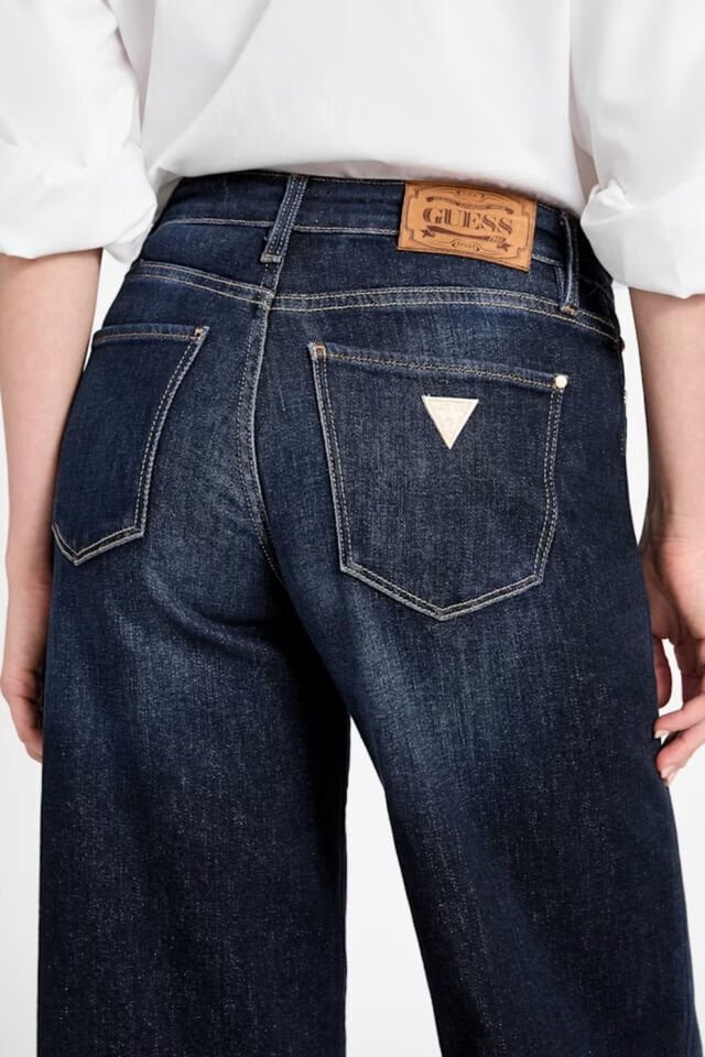 Orta Bel Seksi Palazzo Geniş Paça Kot Pantolon