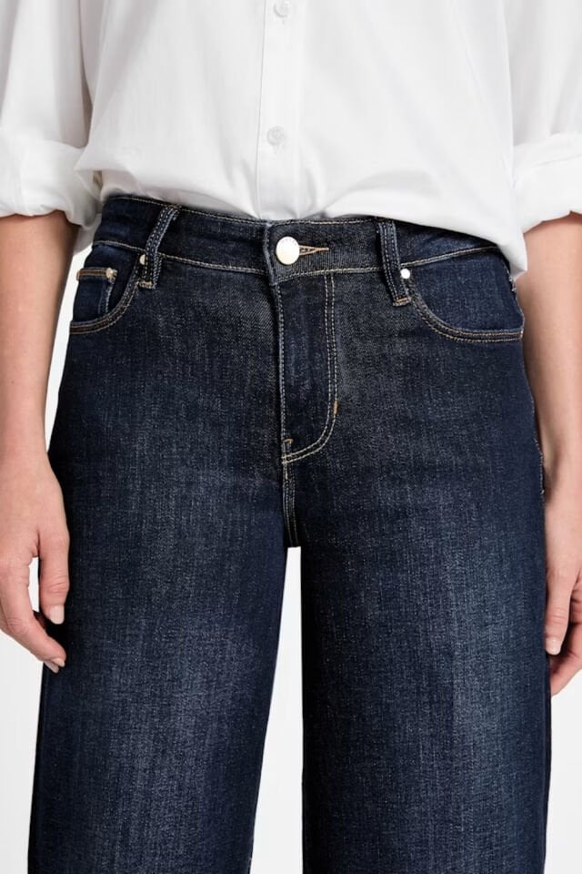 Orta Bel Seksi Palazzo Geniş Paça Kot Pantolon