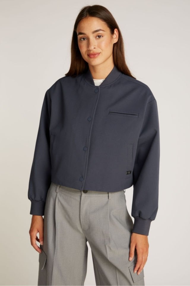 Calvin Klein  Regular Fit Düğme Kapamalı Cep Detaylı Ceket Mavi
