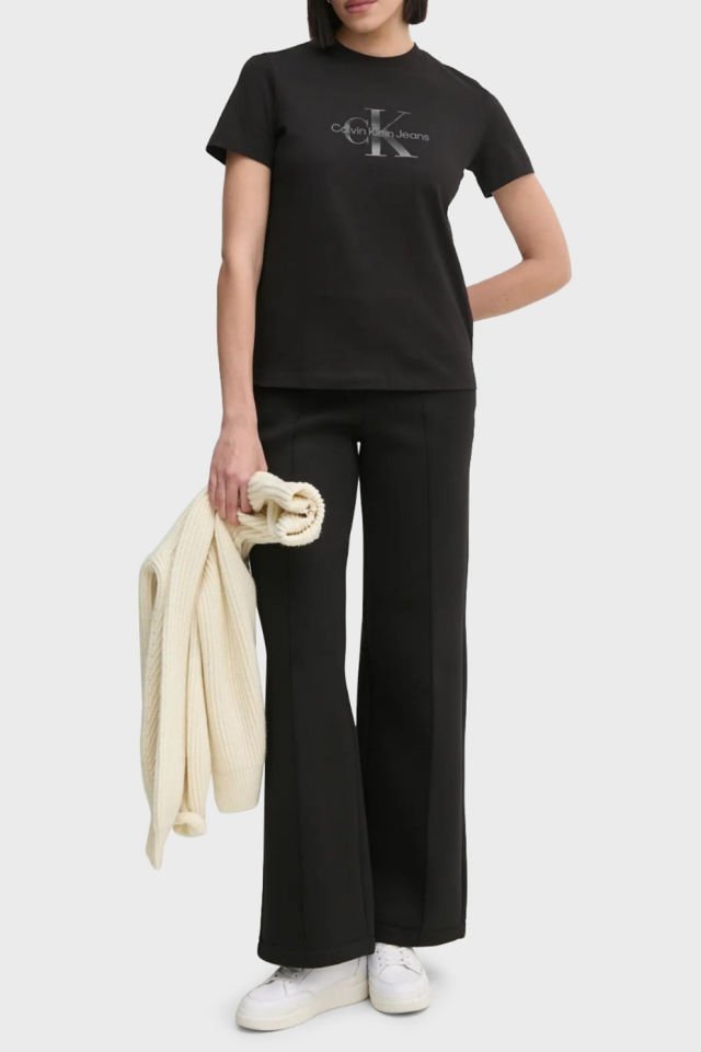 Calvin Klein Pamuklu Regular Fit Bisiklet Yaka Logolu Tişört Siyah