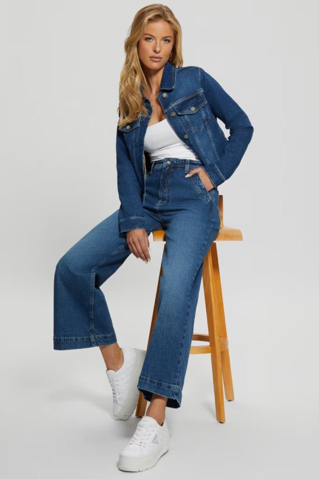 Guess Eco Dakota Geniş Kot Pantolon Mavi