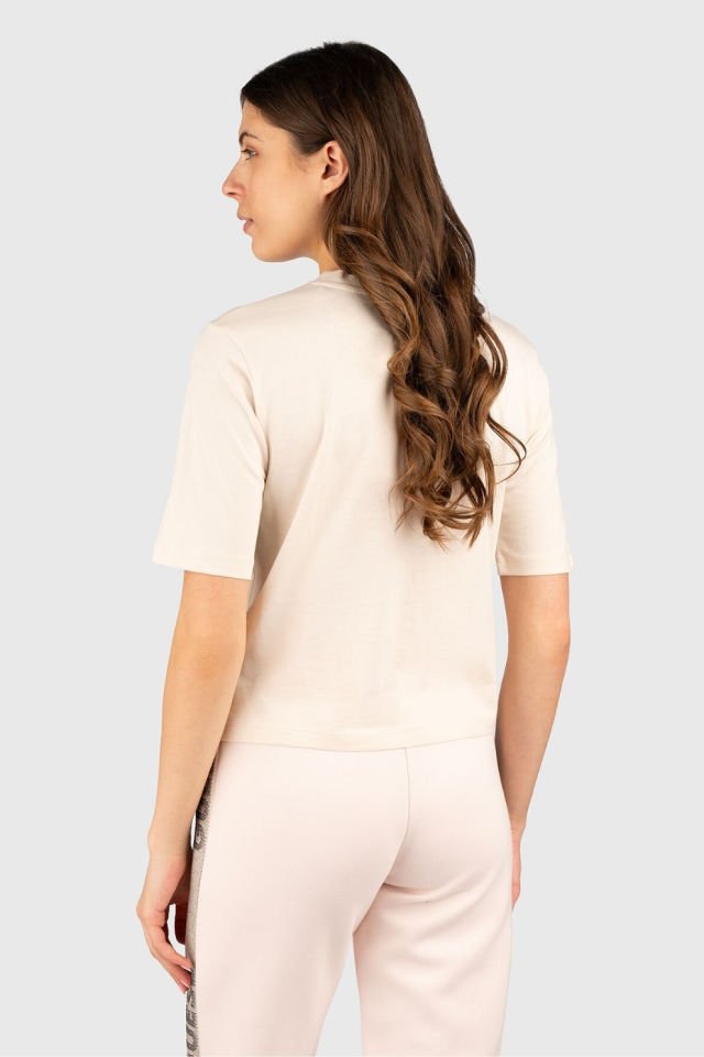 Guess Cotton T-shirt With Logo Krem