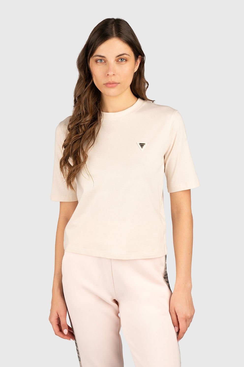 Guess Cotton T-shirt With Logo Krem