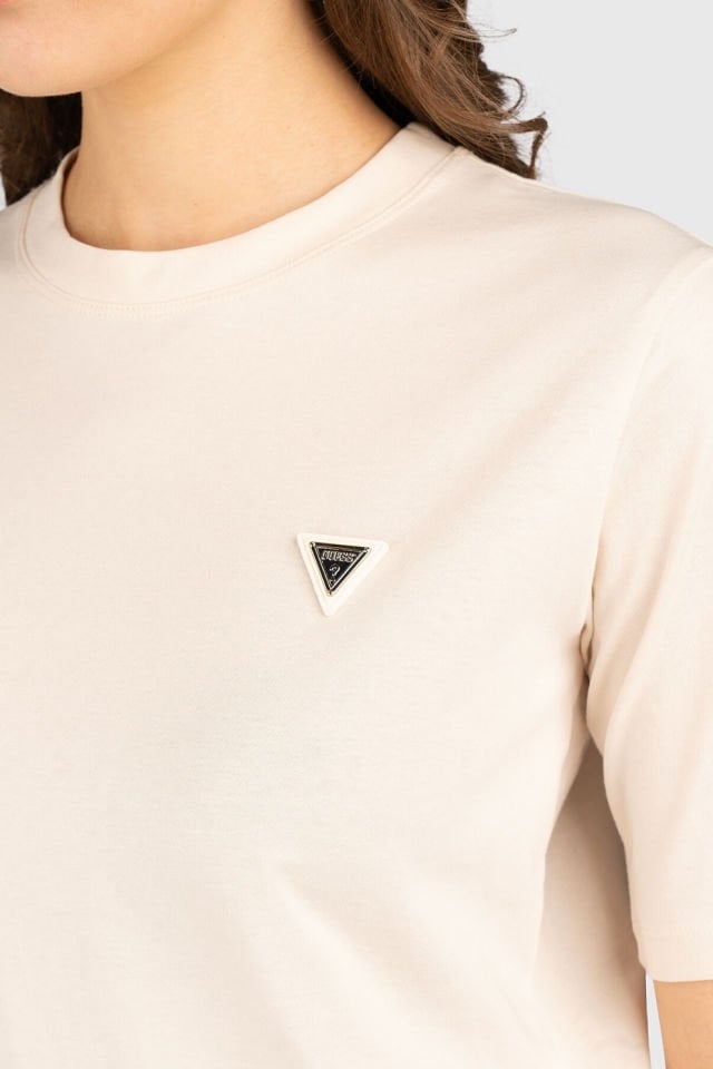 Guess Cotton T-shirt With Logo Krem
