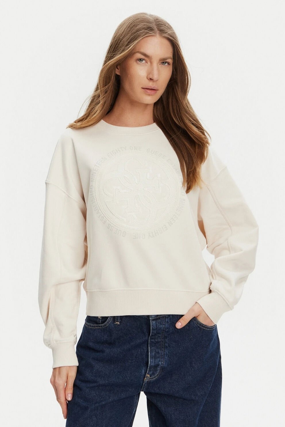 Guess Sweatshirt 4G Logolu Beyaz