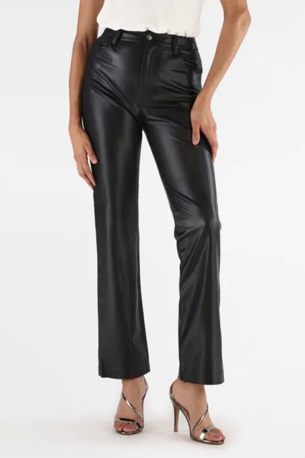 Guess Suni Deri Pantolon Siyah