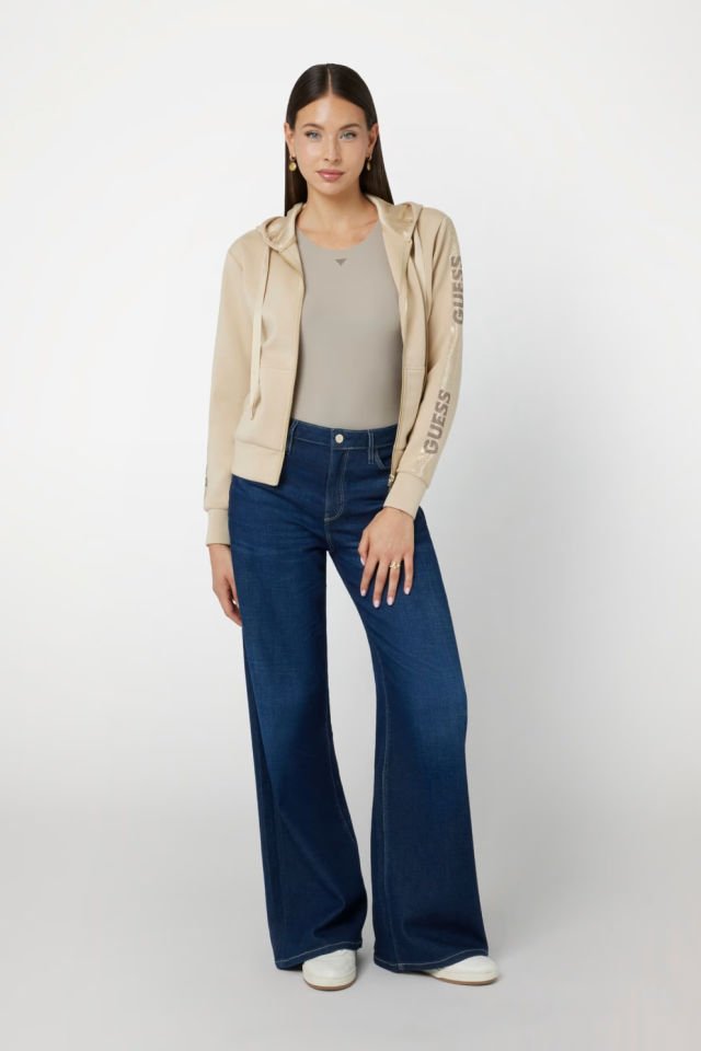 Guess Kapüşonlu Scuba Sweatshirt Bej