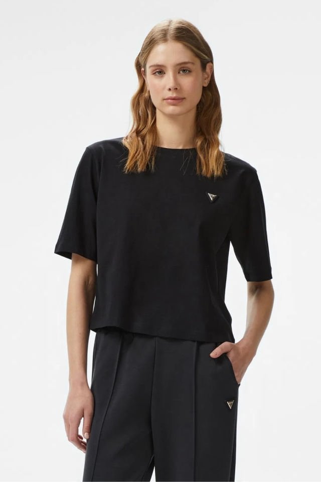 Guess Cotton T-shirt With Logo Siyah