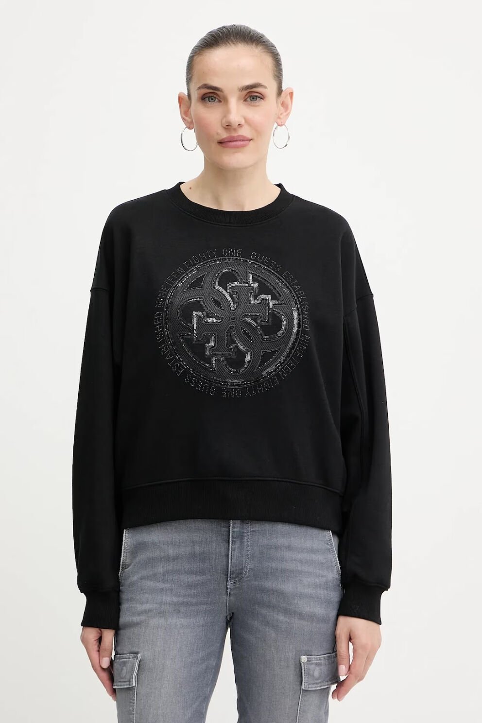 Guess Sweatshirt 4G Logolu Siyah