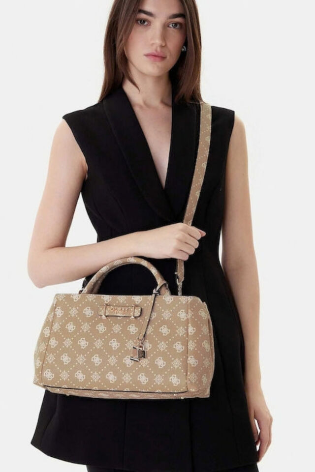 Guess Carrie Logo Kadın El Çantası Bej