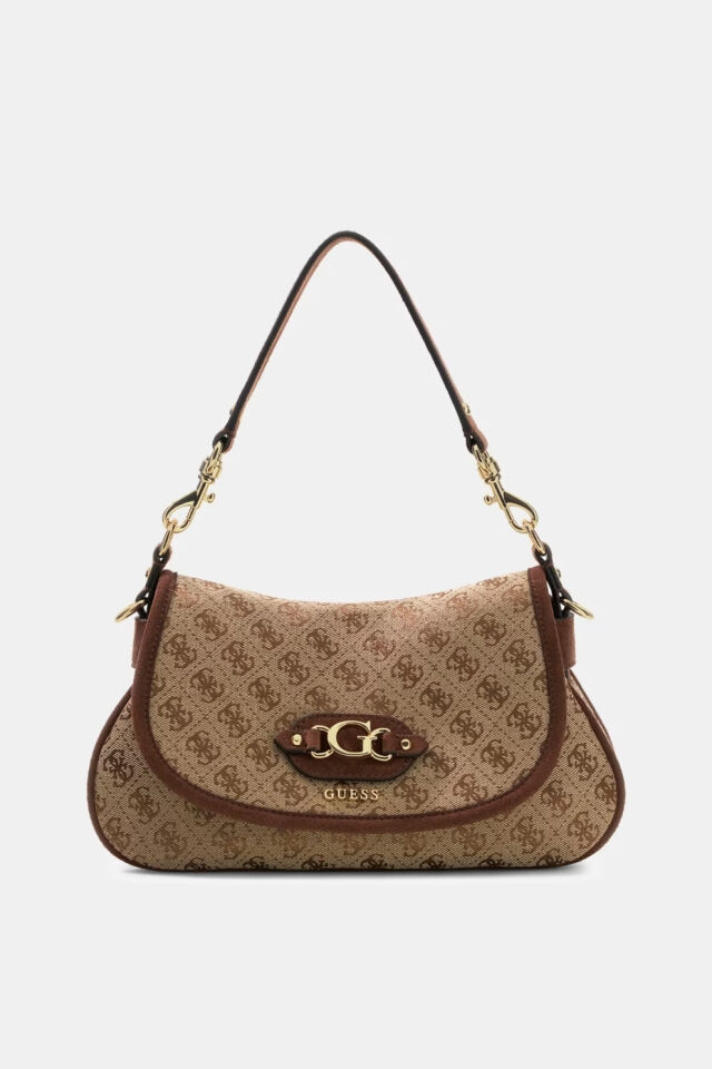 Guess Samantha Logo Omuz Çantası Kahverengi