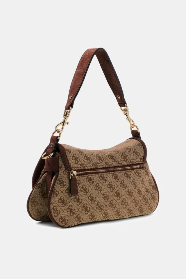 Guess Samantha Logo Omuz Çantası Kahverengi