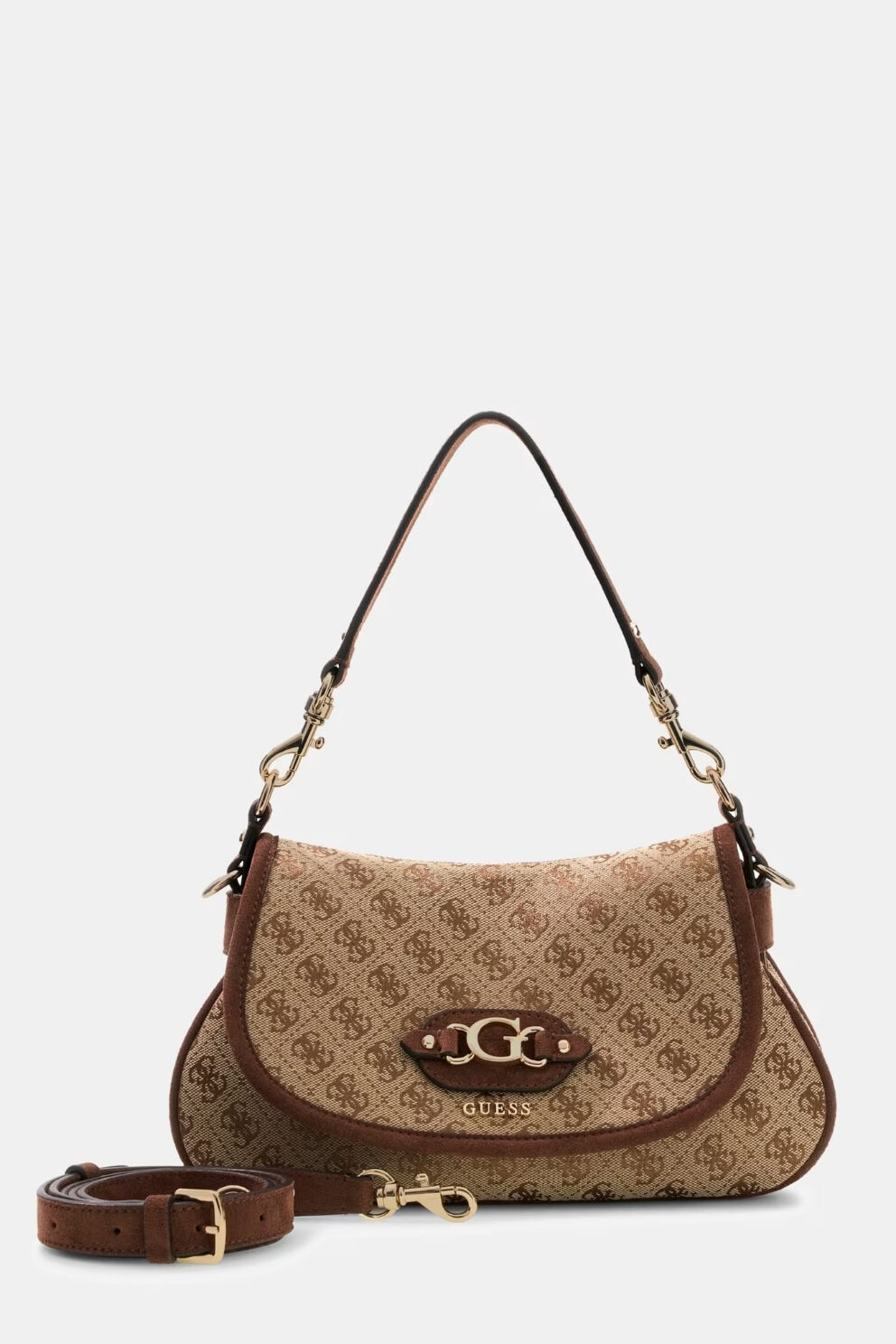 Guess Samantha Logo Omuz Çantası Kahverengi