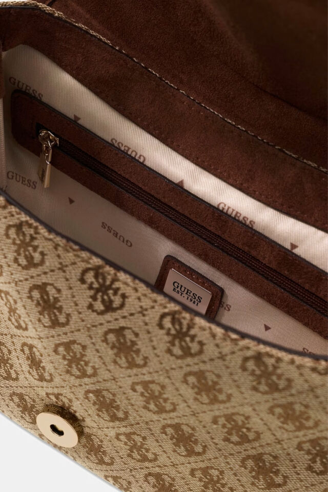 Guess Samantha Logo Omuz Çantası Kahverengi