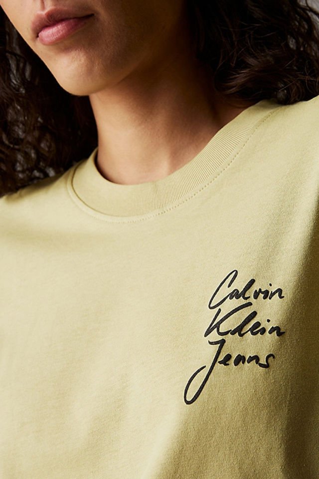 Calvin Klein Kadın Script İnstitutional Tişört Yeşil