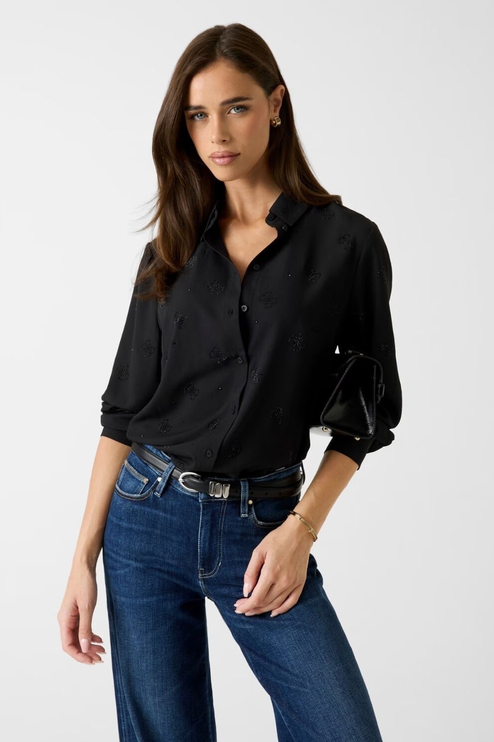 Guess 4G Logolu Tişört Siyah