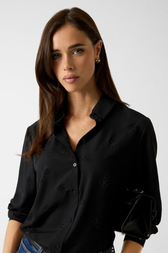 Guess 4G Logolu Tişört Siyah