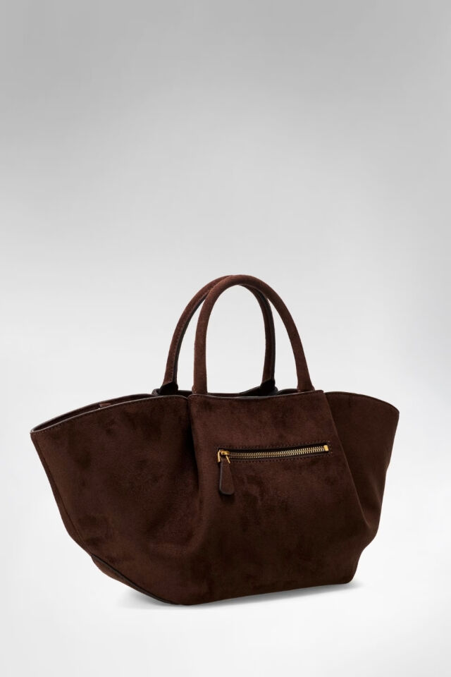 Guess Allegra Süet El Çantası Koyu Kahverengi