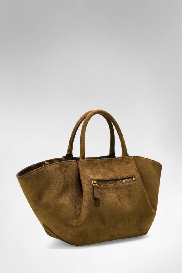 Guess Allegra Süet El Çantası Koyu Yeşil