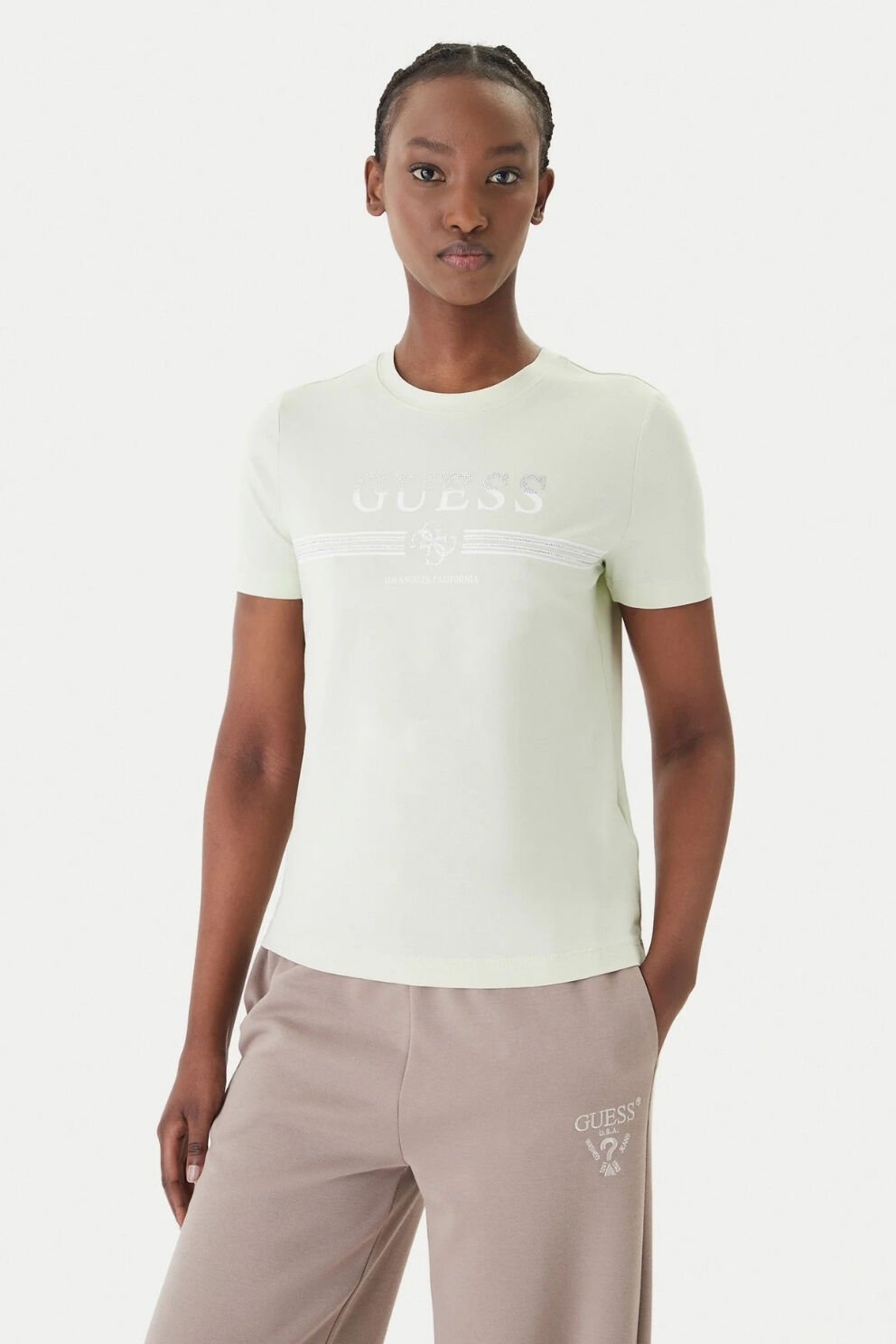 Guess Tişört Yeşil Normal Kesim Mint Yeşili