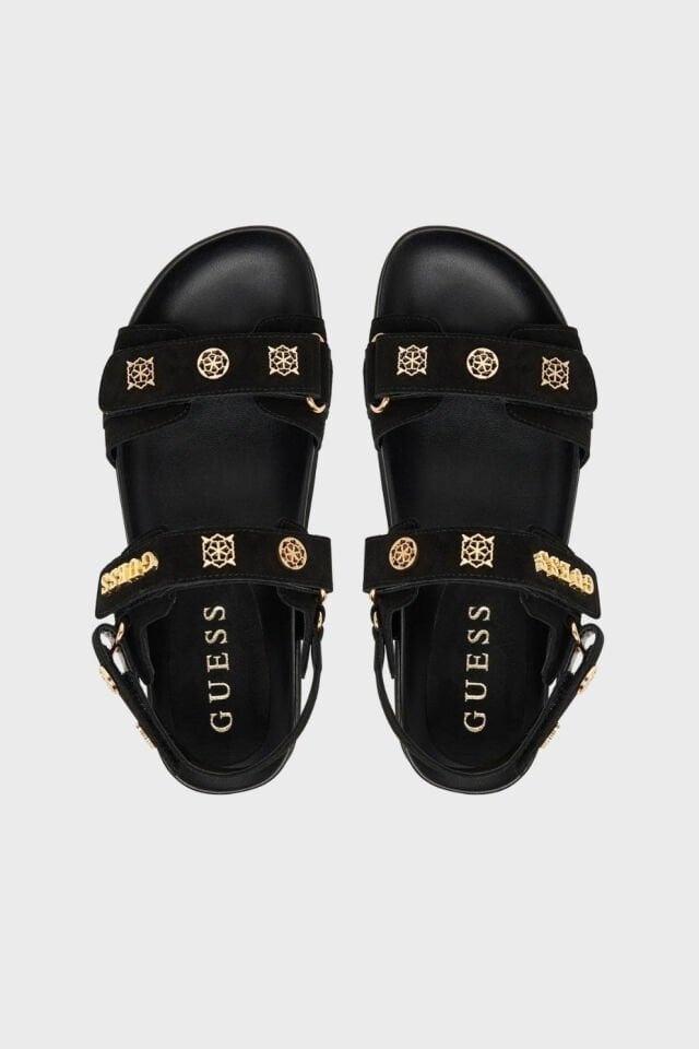 Guess Logolu Cırt Cırtlı Süet Dokulu Bayan Sandalet